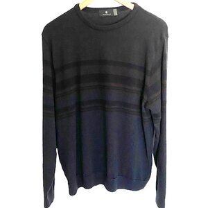 Silverdale New Zealand Merino Wool Grey Striped Crewneck Sweater Large